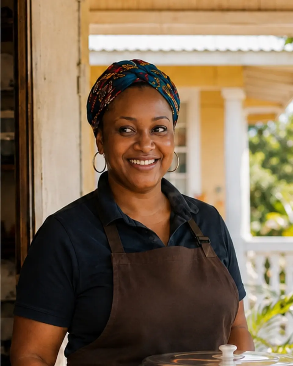 Marcia arriving with a covered prepared meal