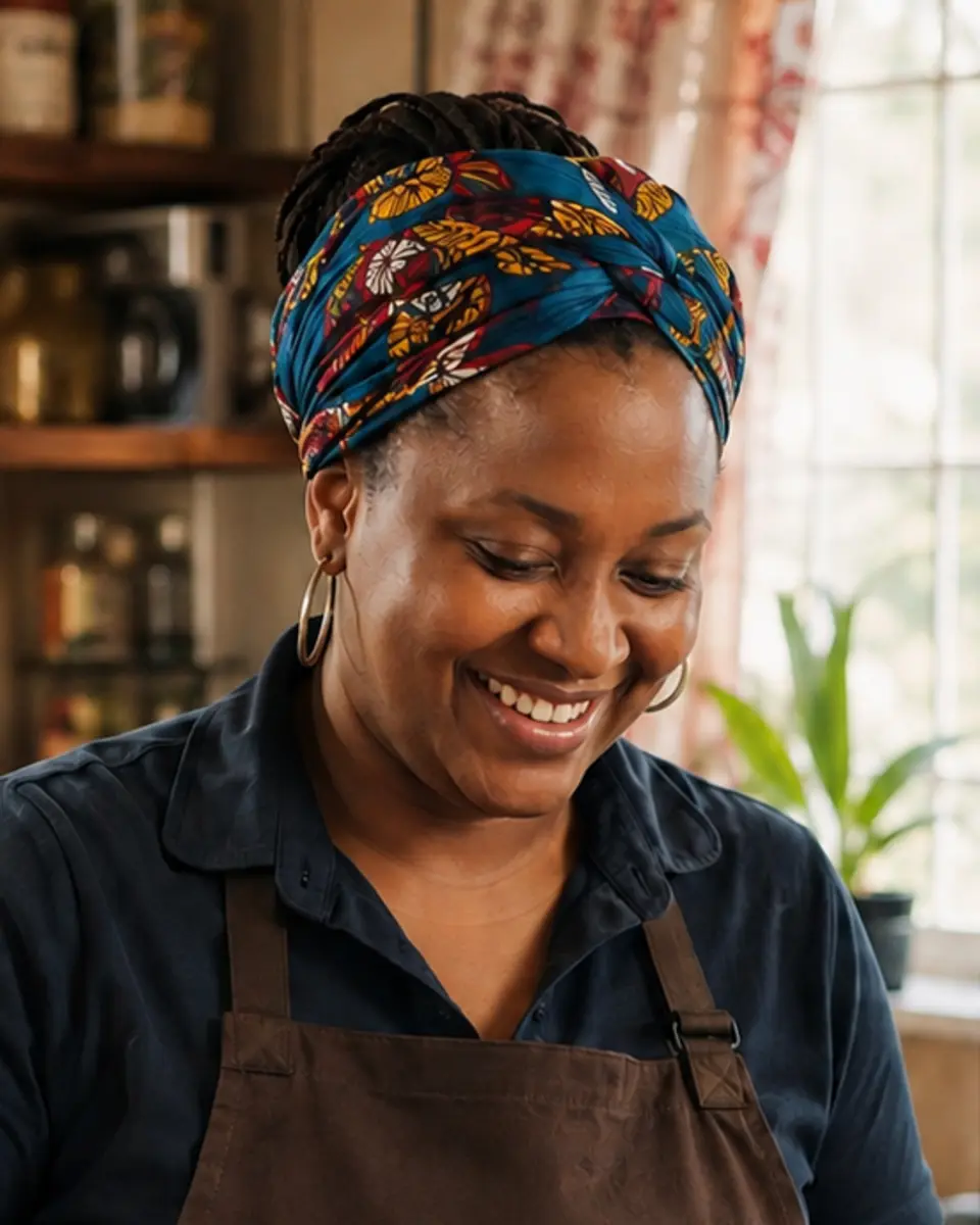 Marcia cooking in a customer’s home kitchen
