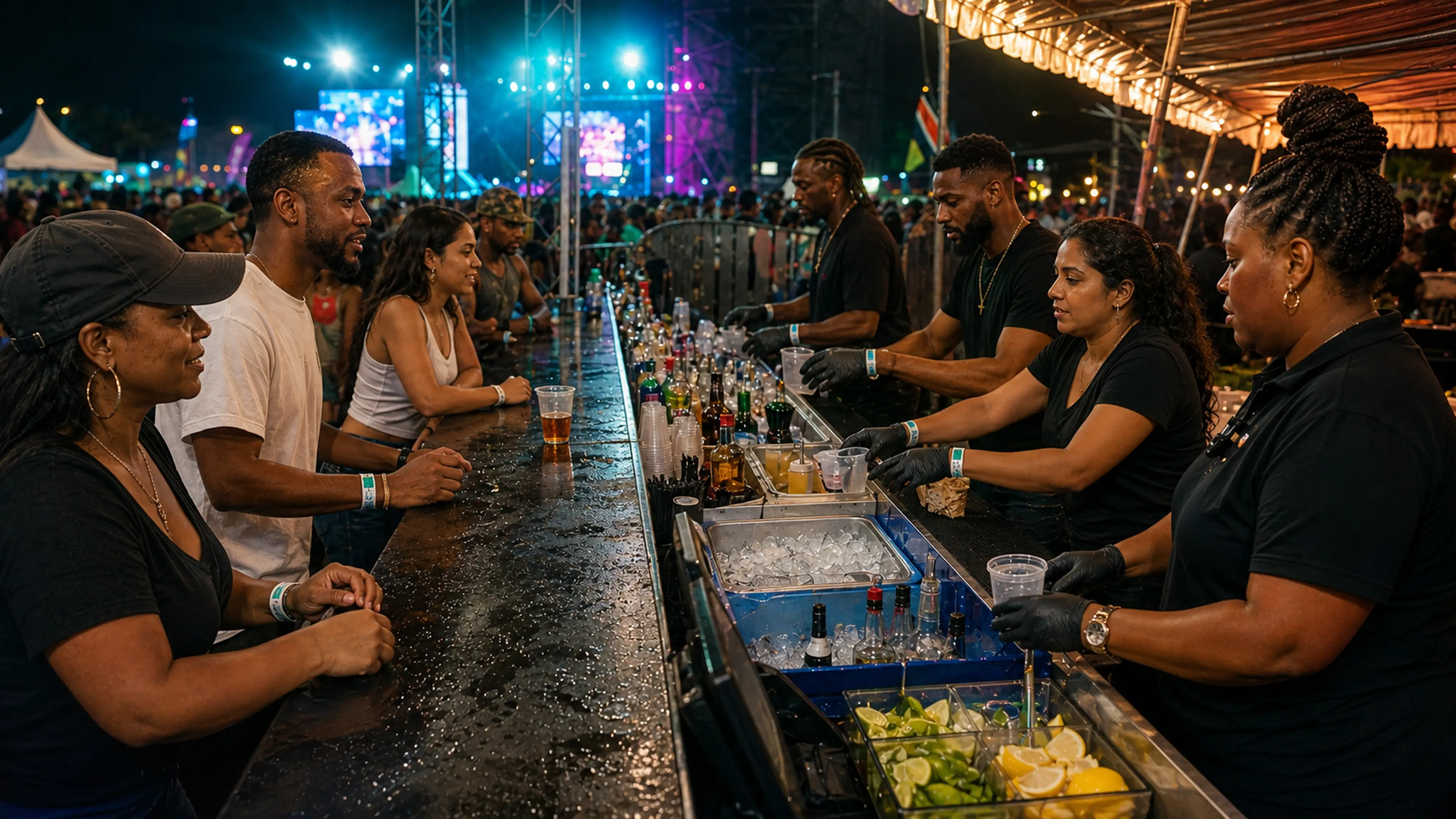 Fete bartenders and barbacks at a secured service counter